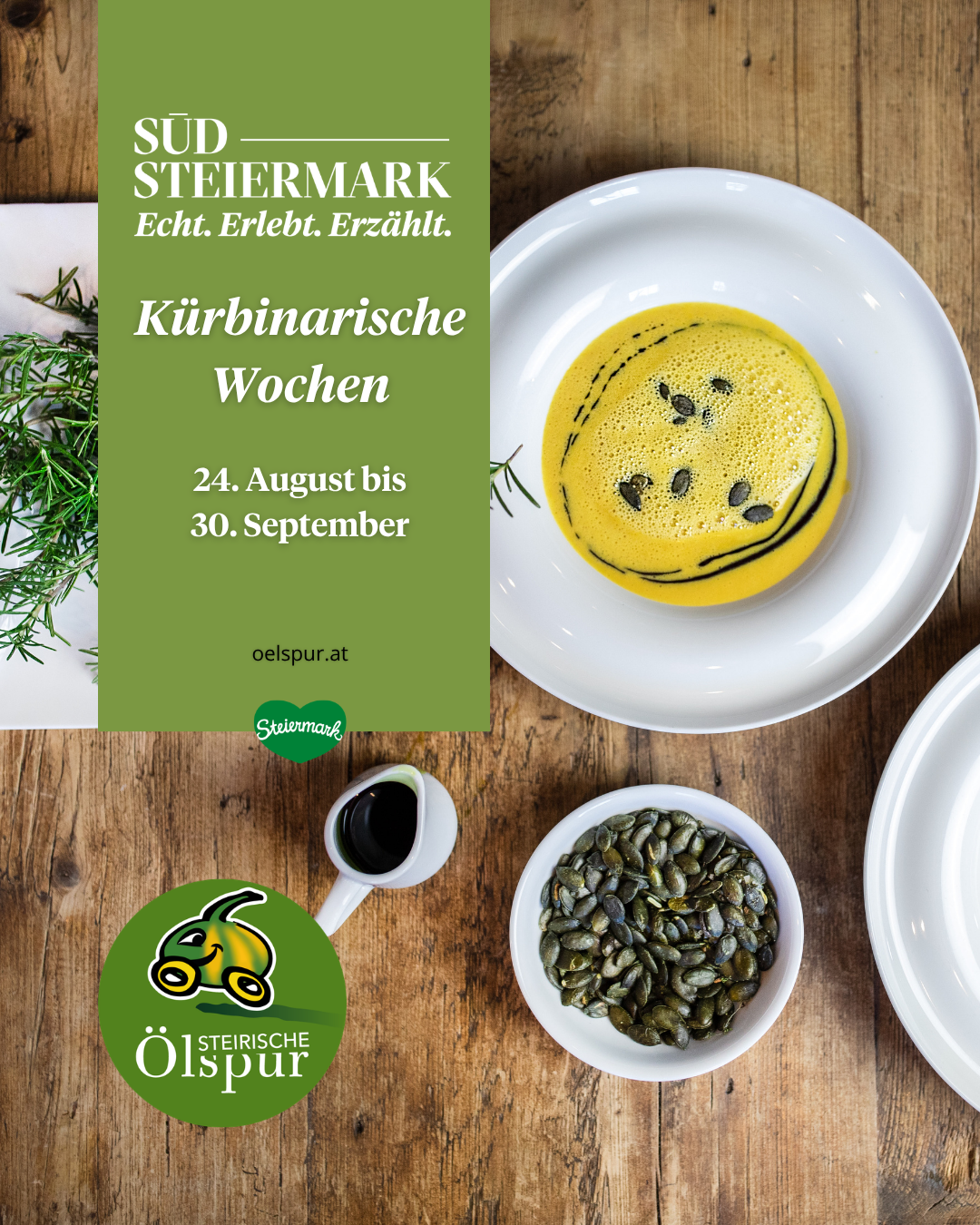 Kürbiswochen Südsteiermark: Kürbissuppe mit Kernen und Kürbiskernen